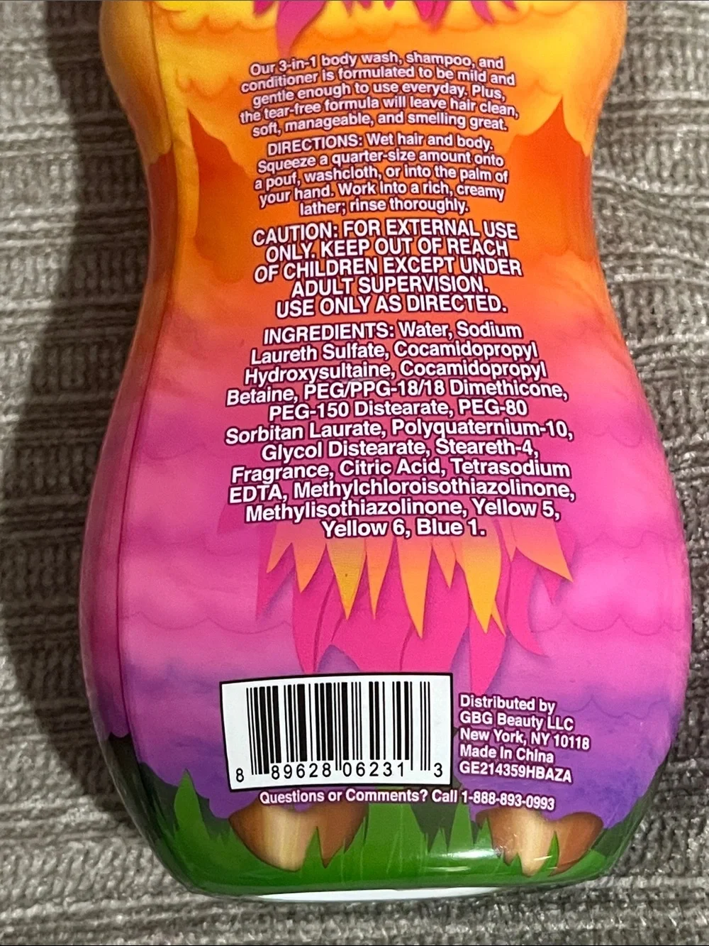 Pink” Hair” Llamacorn Kids 3-in-1 Body Wash Shampoo Conditioner Girls Tear Free